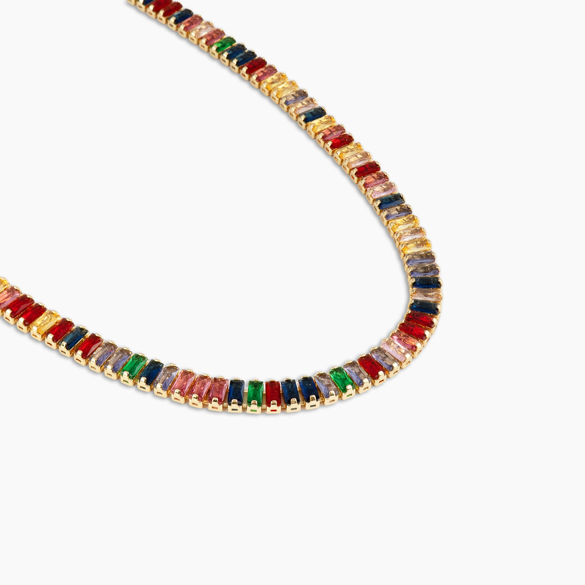 Rainbow Baguette Statement Necklace
