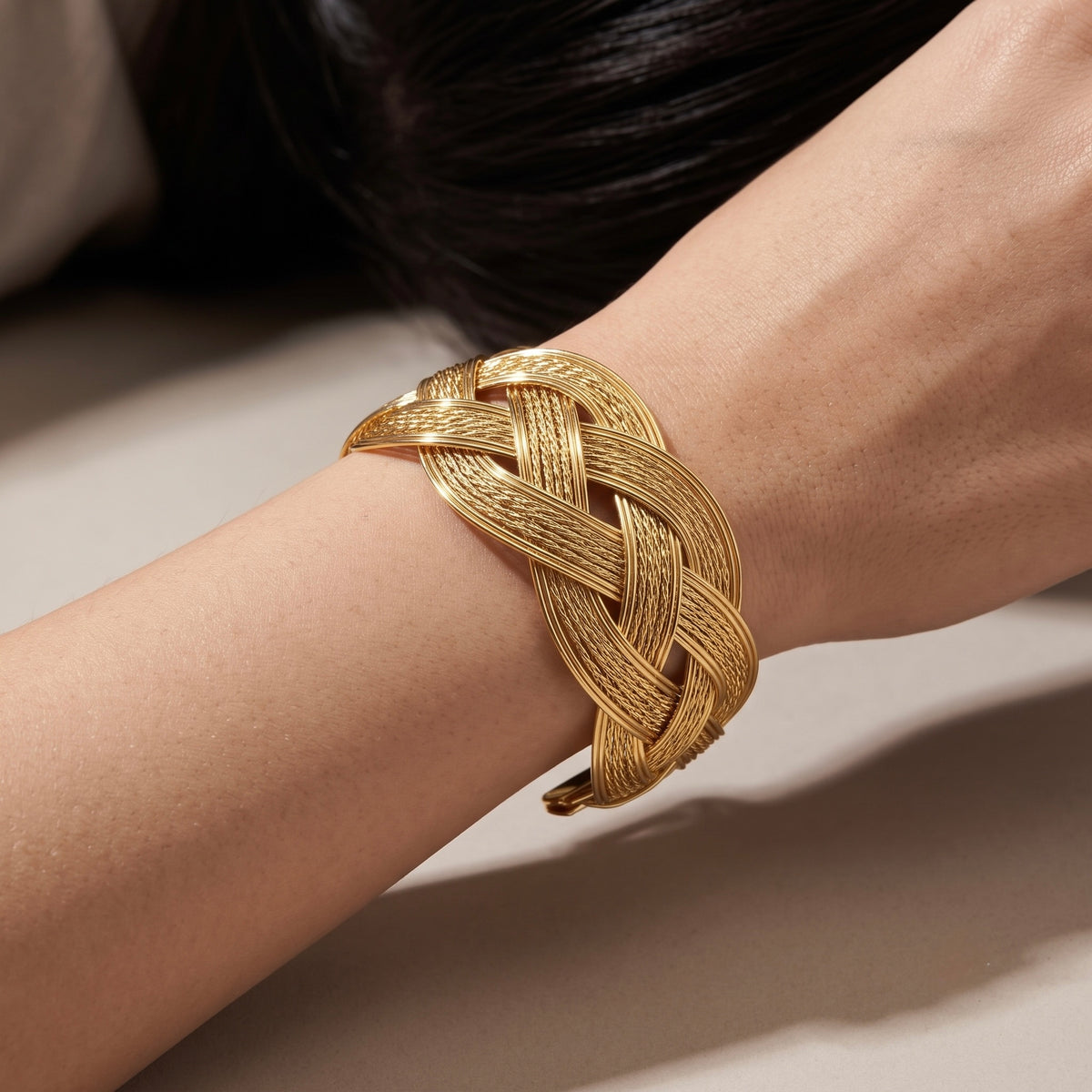 Gold Woven Lattice Cuff