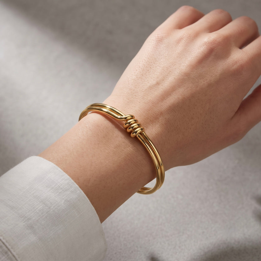 Gold Wrapped Knot Cuff Bracelet