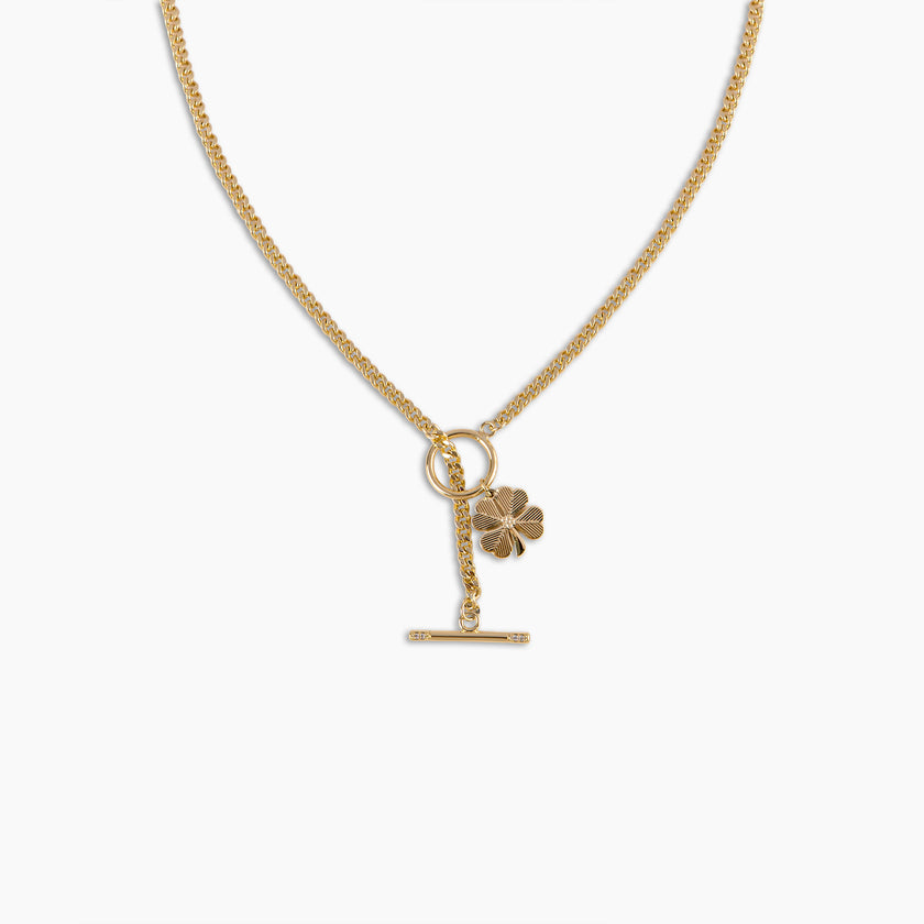 Gold Clover Toggle Necklace