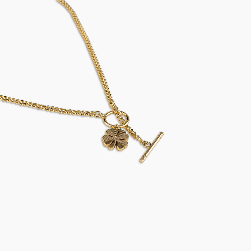 Gold Clover Toggle Necklace