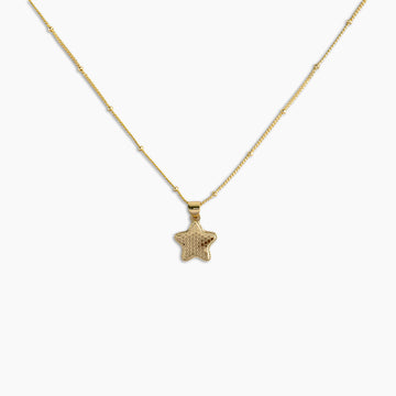 Textured Gold Star Pendant Necklace
