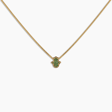 Emerald Hamsa Pendant Necklace
