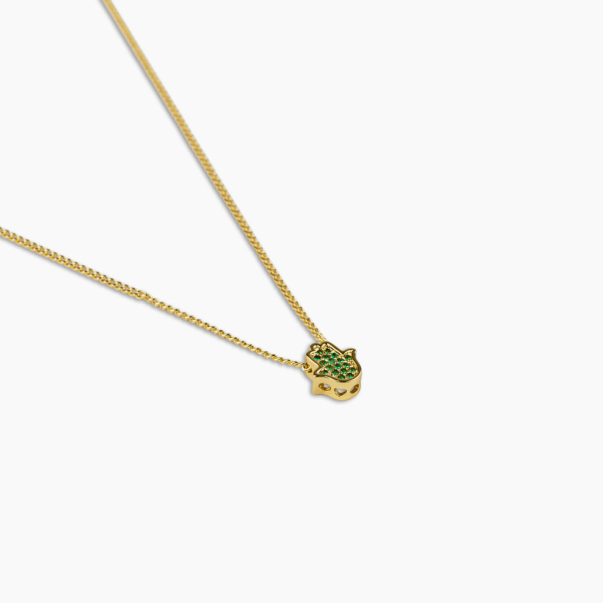 Emerald Hamsa Pendant Necklace