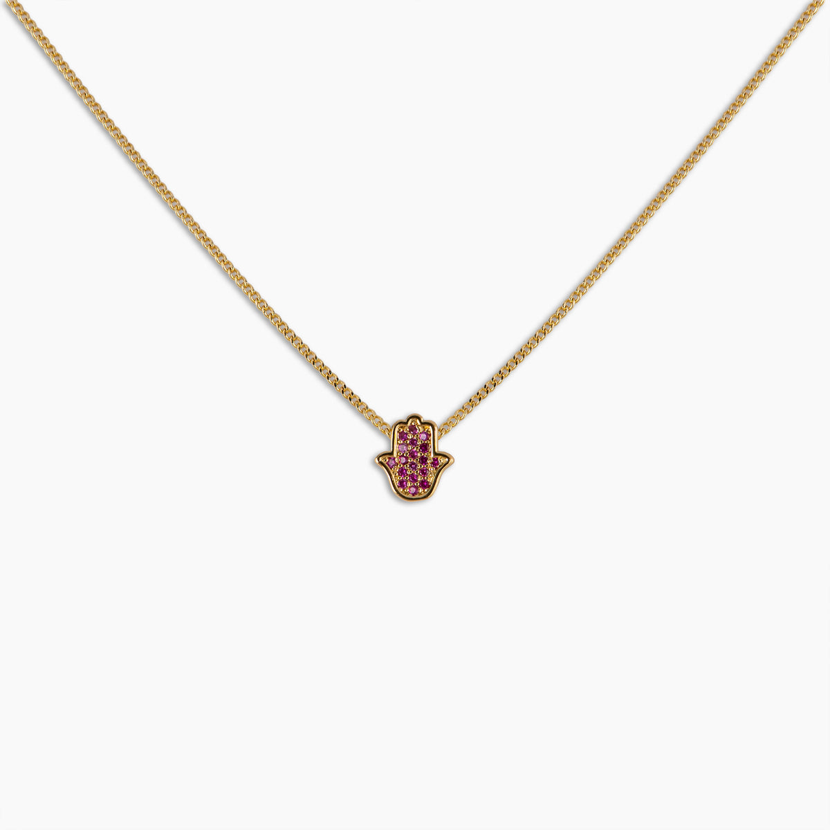 Ruby Hamsa Pendant Necklace