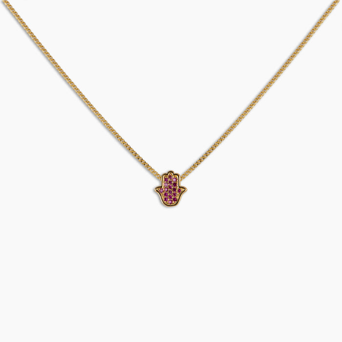 Ruby Hamsa Pendant Necklace