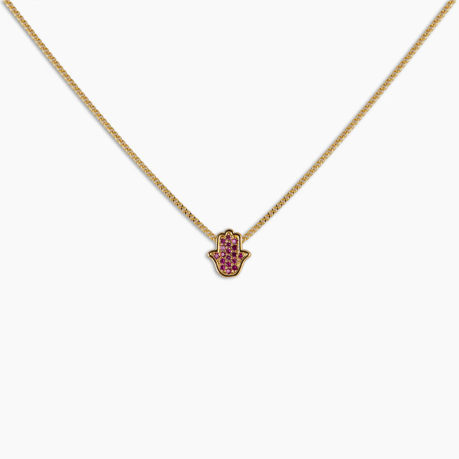 Ruby Hamsa Pendant Necklace