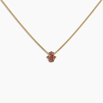 Ruby Hamsa Pendant Necklace