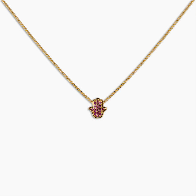 Ruby Hamsa Pendant Necklace