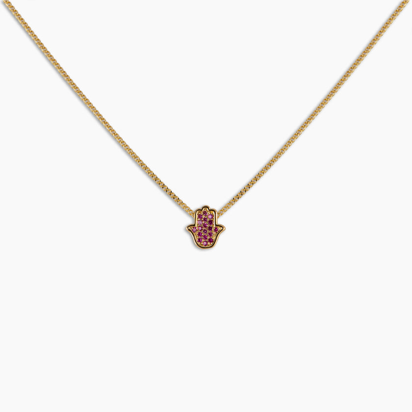 Ruby Hamsa Pendant Necklace