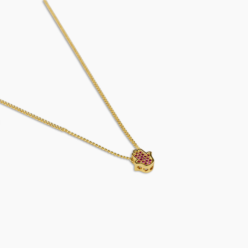 Ruby Hamsa Pendant Necklace