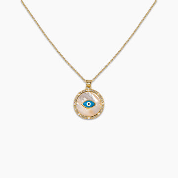 Mother of Pearl Evil Eye Necklace