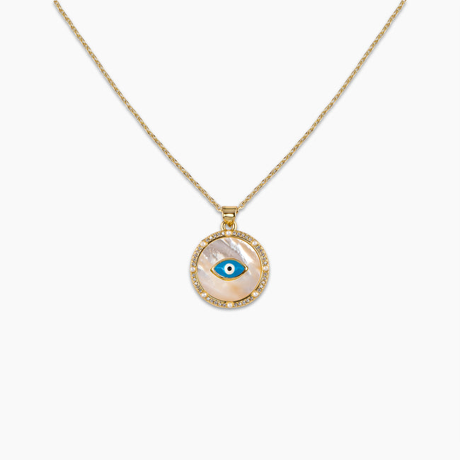 Mother of Pearl Evil Eye Necklace