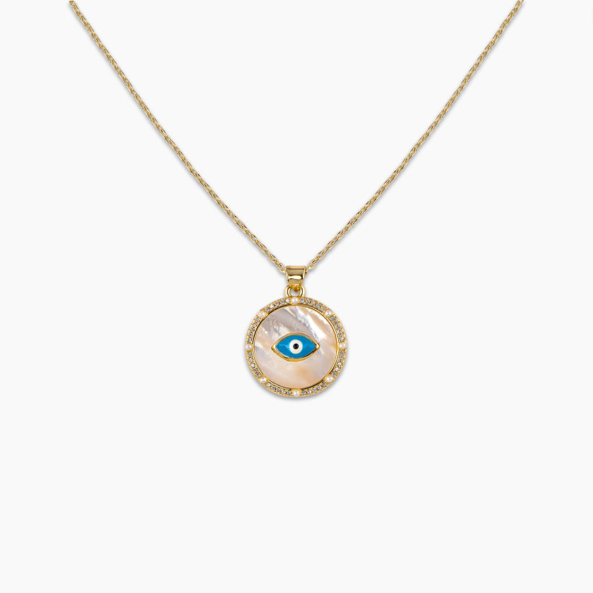 Mother of Pearl Evil Eye Necklace