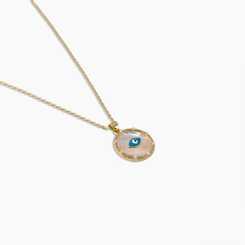Mother of Pearl Evil Eye Necklace