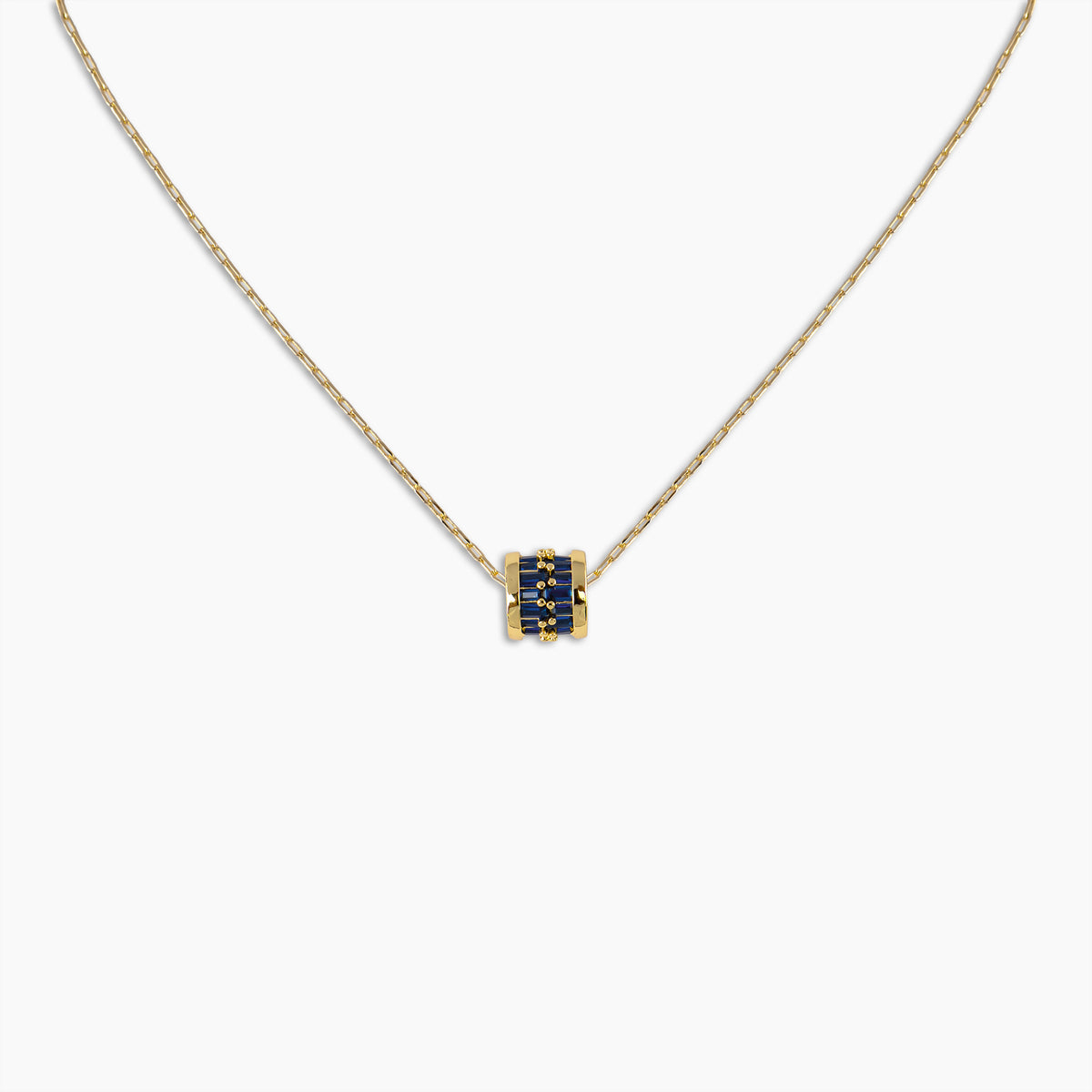 Sapphire Baguette Barrel Necklace