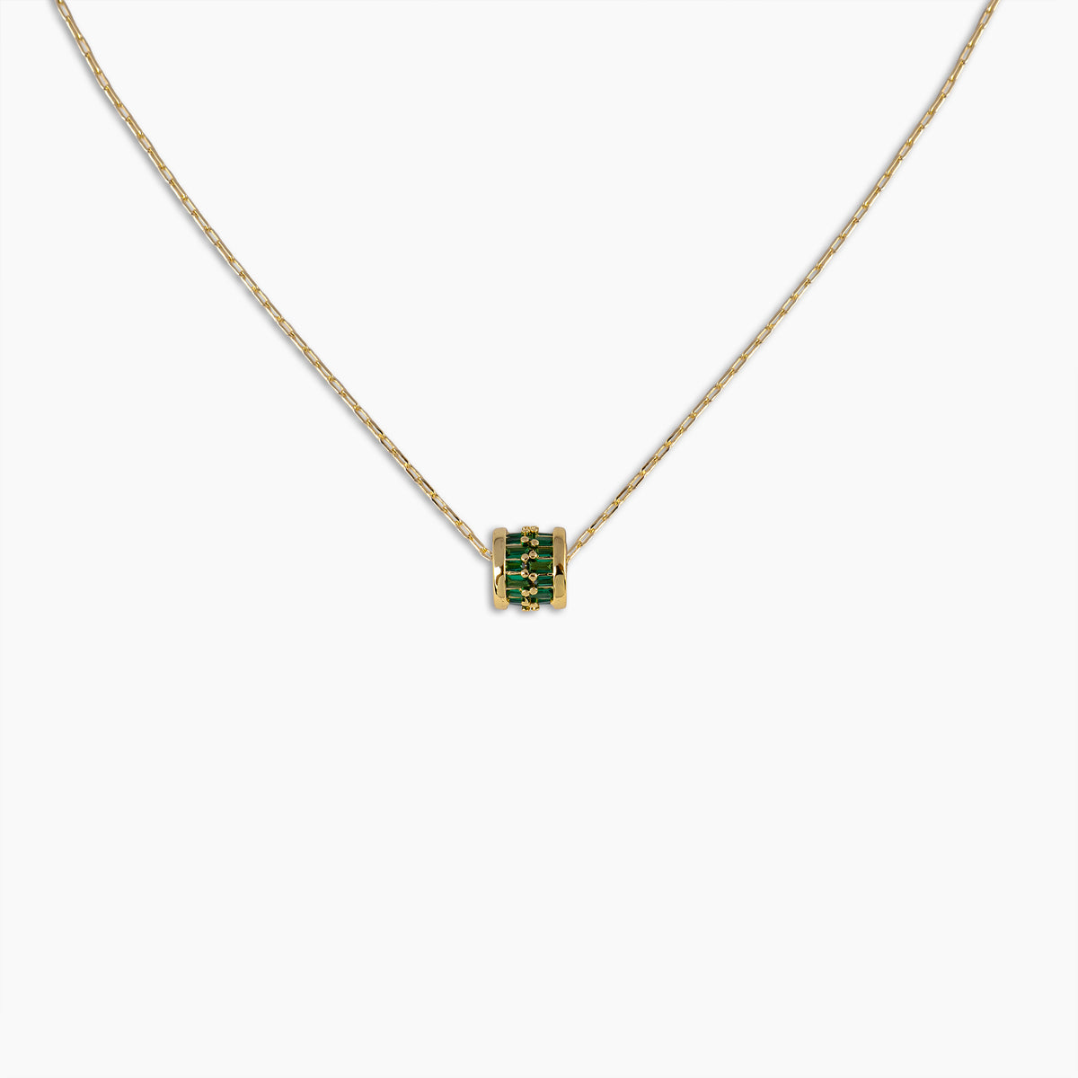 Green Baguette Barrel Necklace