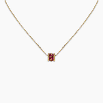 Ruby Baguette Barrel Necklace