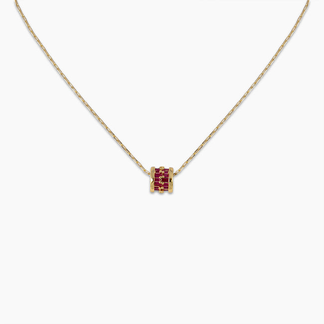 Ruby Baguette Barrel Necklace
