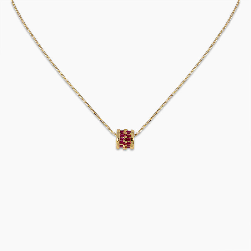 Ruby Baguette Barrel Necklace