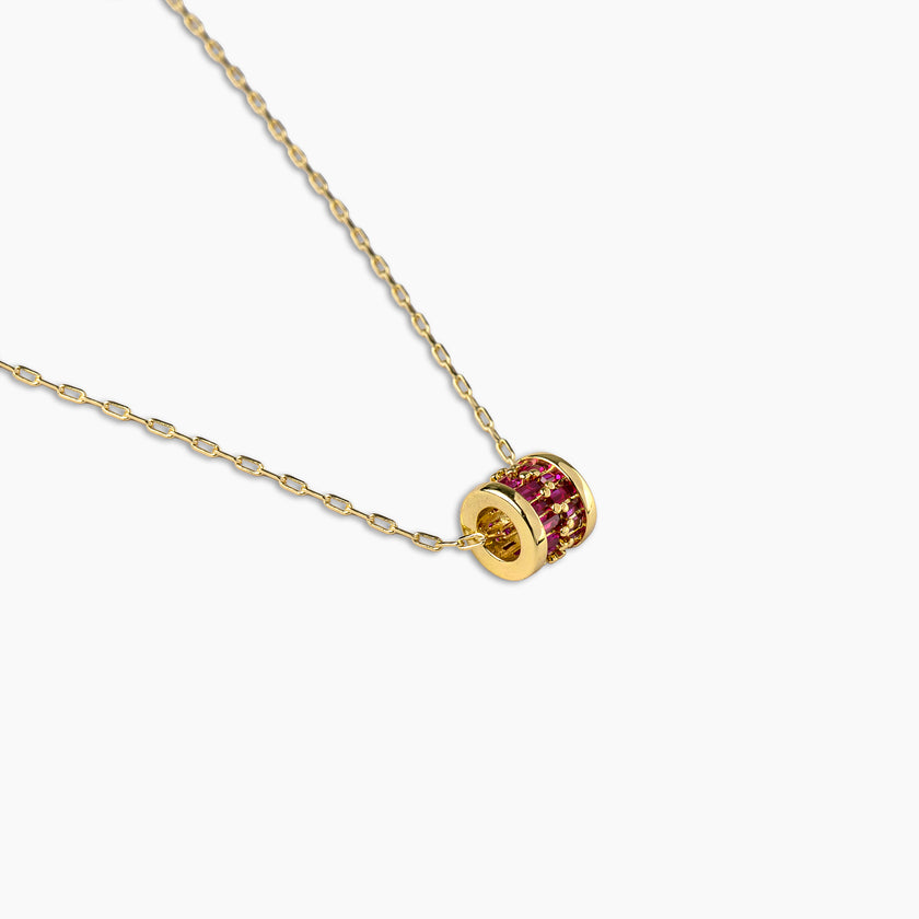 Ruby Baguette Barrel Necklace