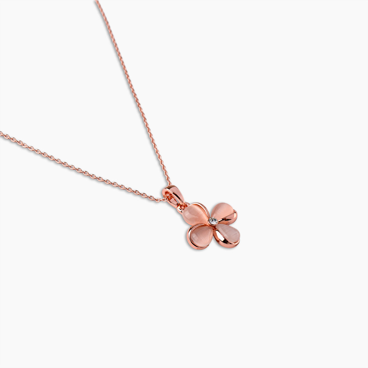 Blush Floral Clover Necklace