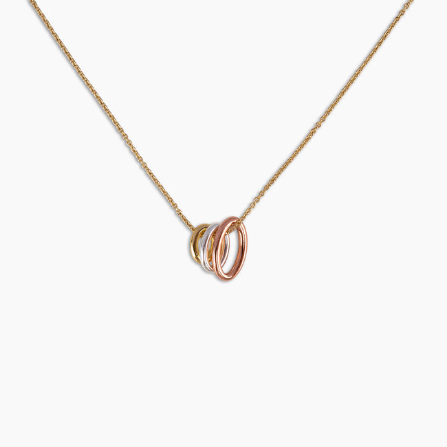 Tri-Color Interlocking Ring Necklace