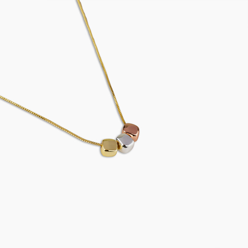 Tricolor Cube Pendant Necklace