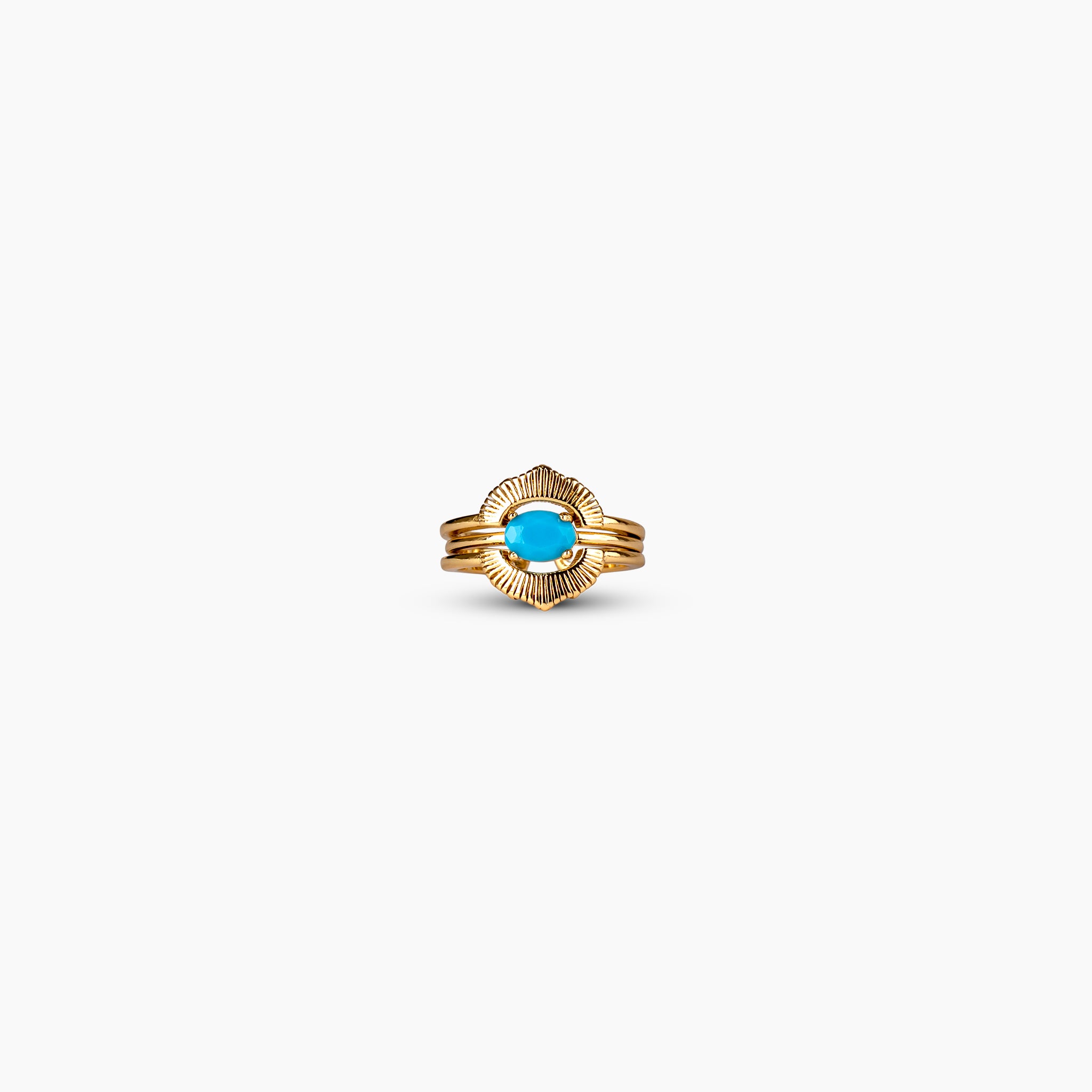 Aqua Sunburst Stackable Ring