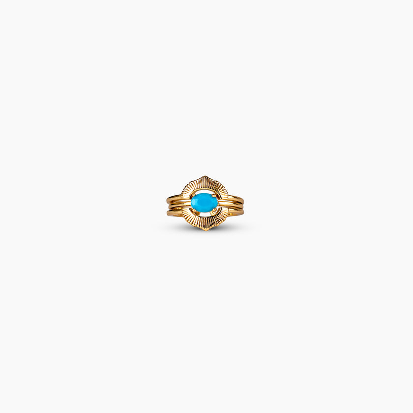Aqua Sunburst Stackable Ring