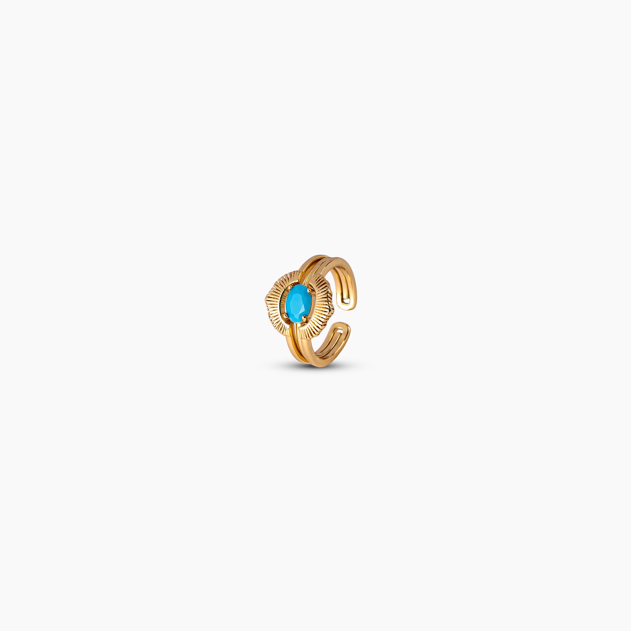 Aqua Sunburst Stackable Ring