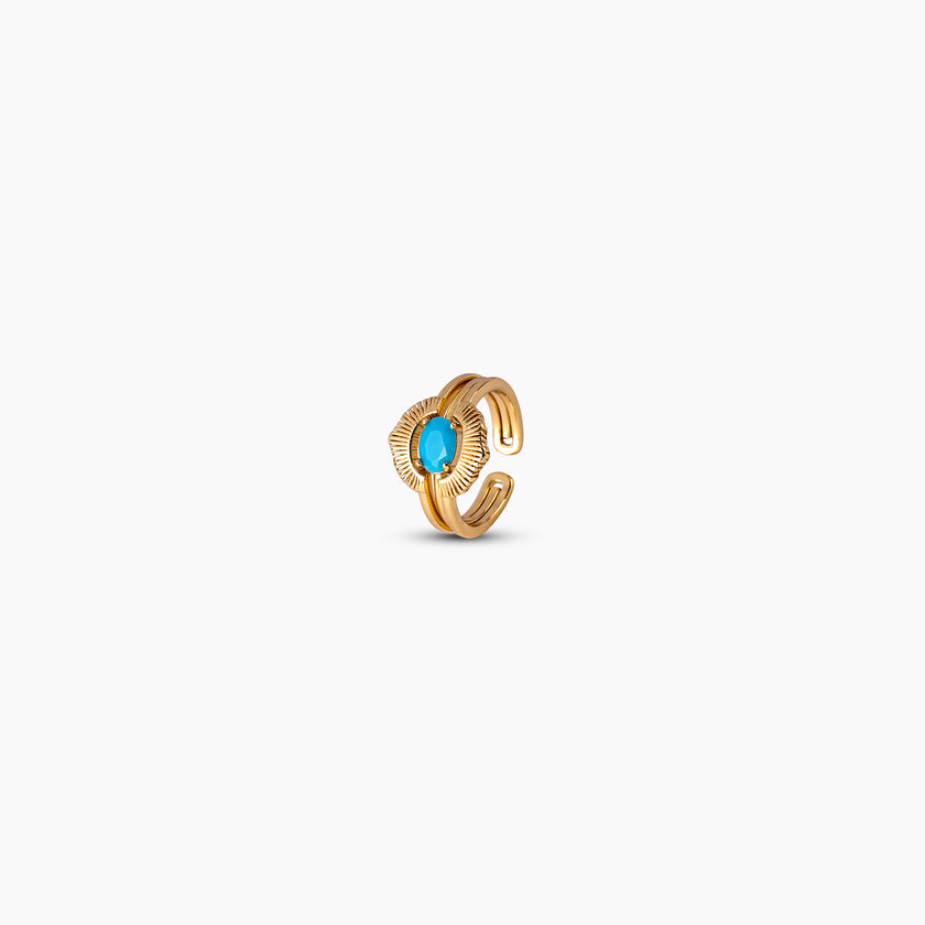 Aqua Sunburst Stackable Ring