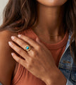 Aqua Sunburst Stackable Ring