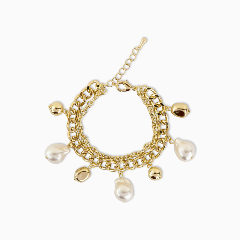 Pearl Cascade Link Bracelet
