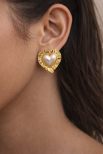 Heart Pearl Earrings