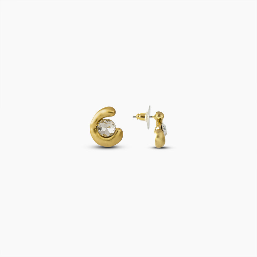 Brushed Mood Crescent Solitaire Studs