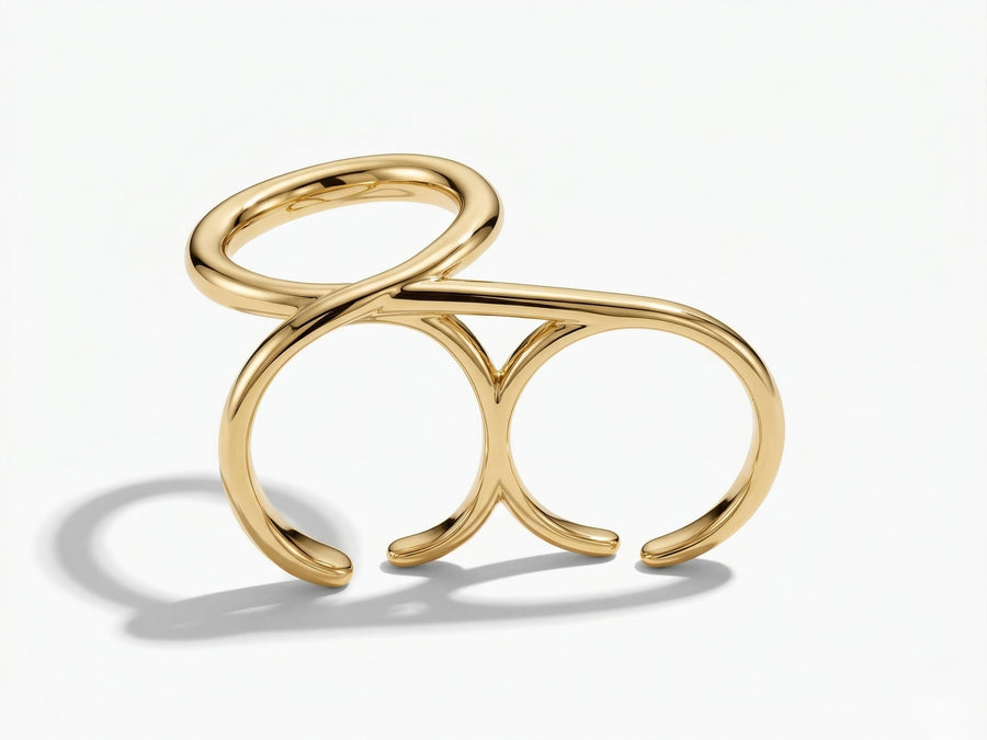 Gold Linear Flow Band Ring