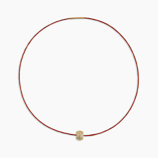 Diamond Barrel Cord Necklace