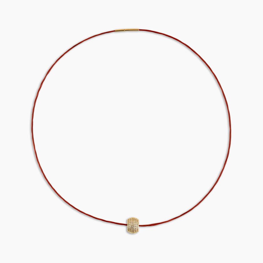 Diamond Barrel Cord Necklace