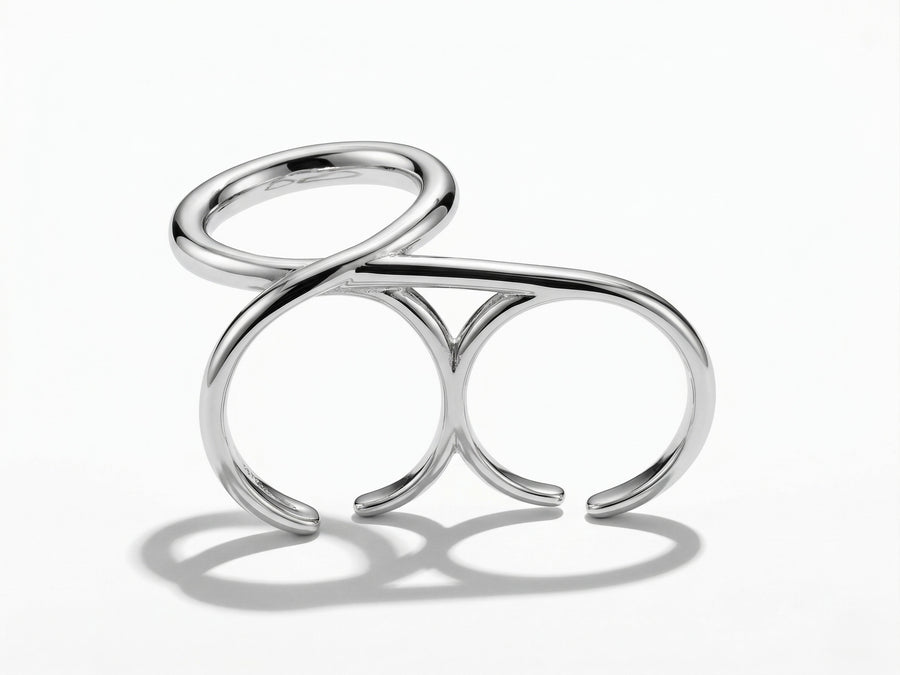 Silver Linear Flow Band Ring