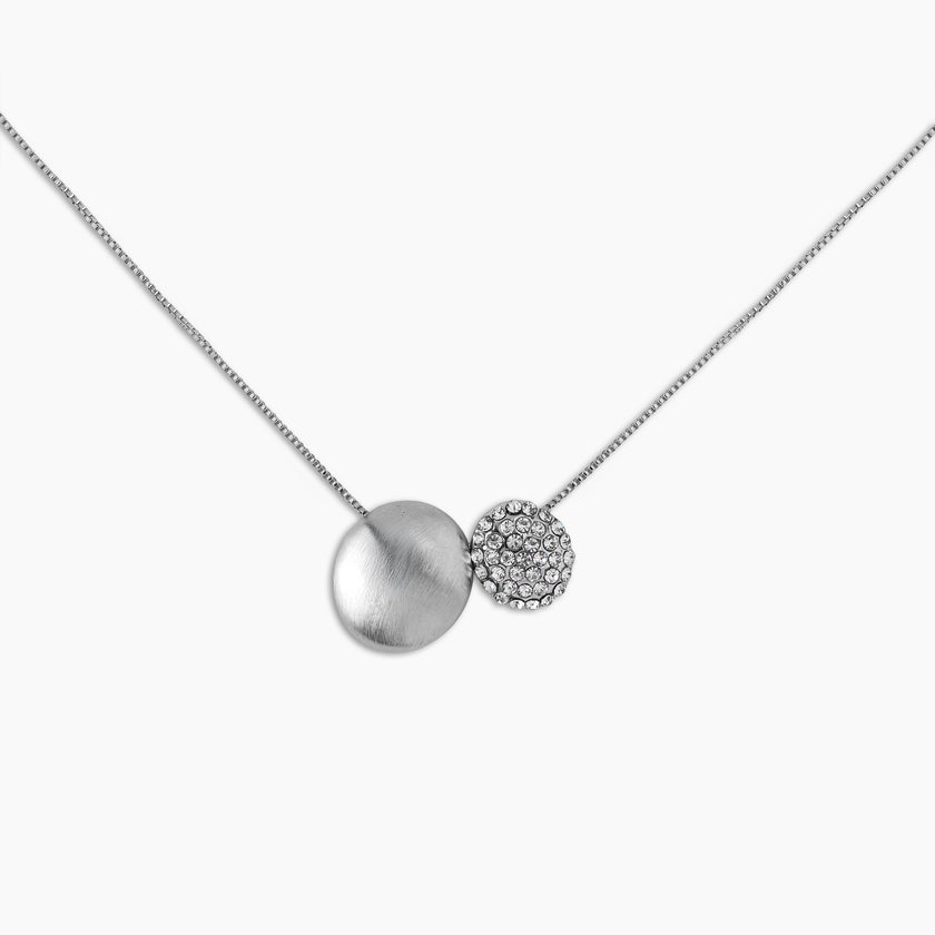 Brushed Mood Silver Dome Necklace