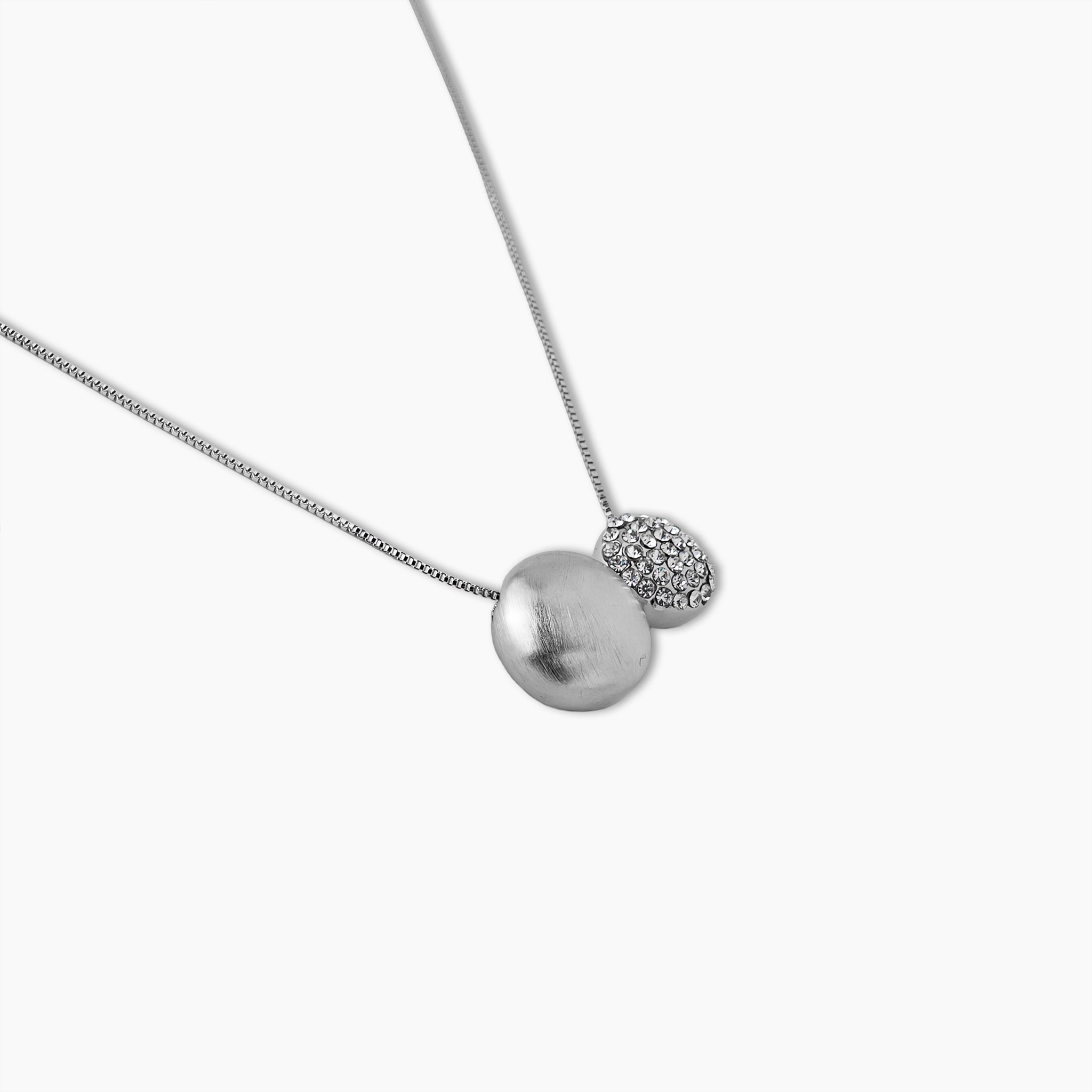 Brushed Mood Silver Dome Necklace