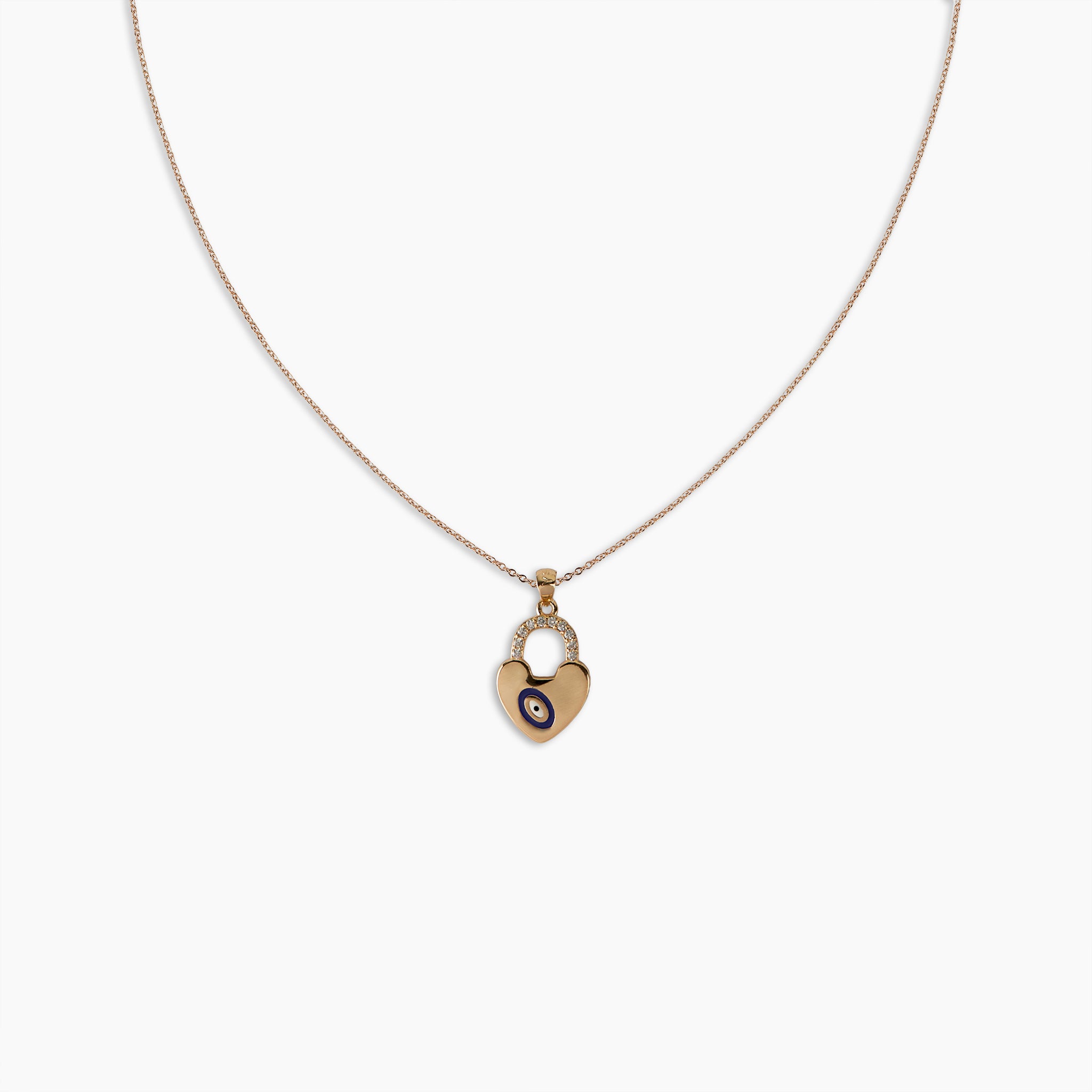 Evil Eye Heart Lock Necklace