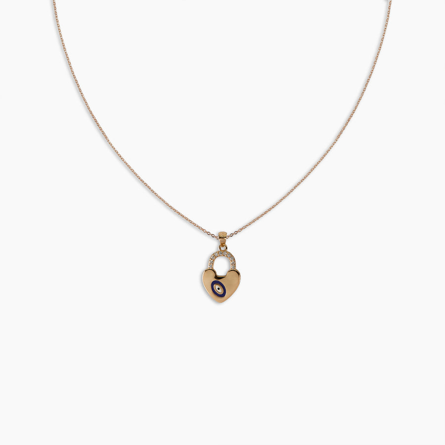 Evil Eye Heart Lock Necklace