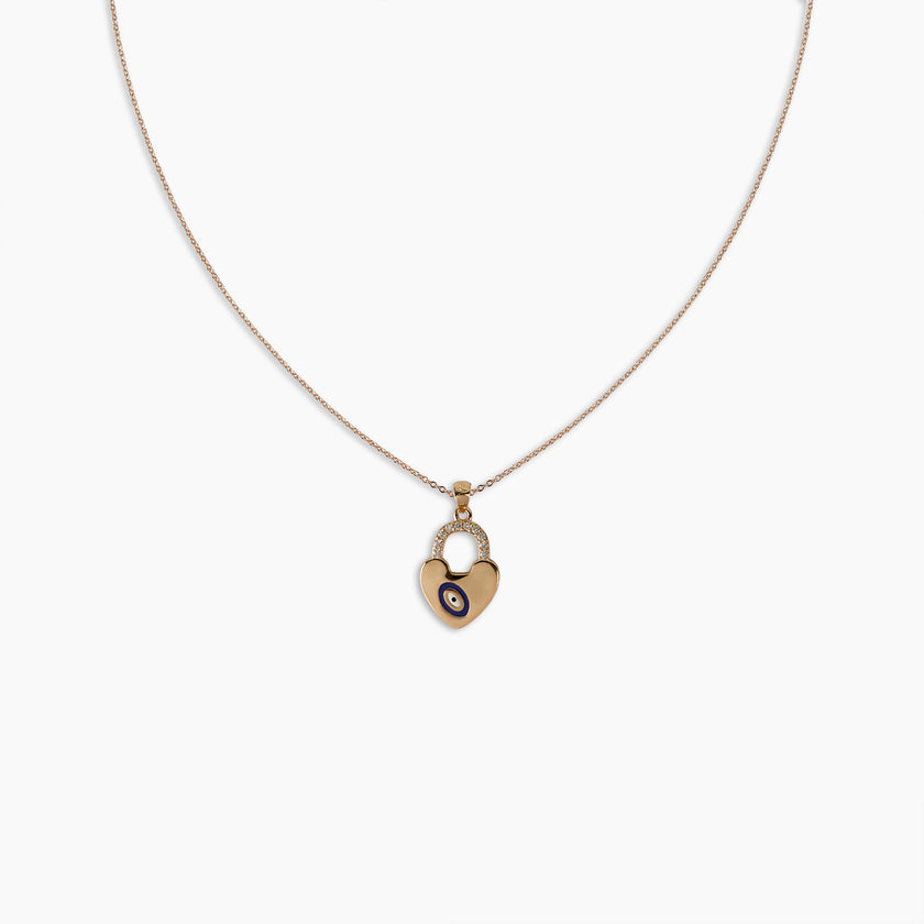 Evil Eye Heart Lock Necklace