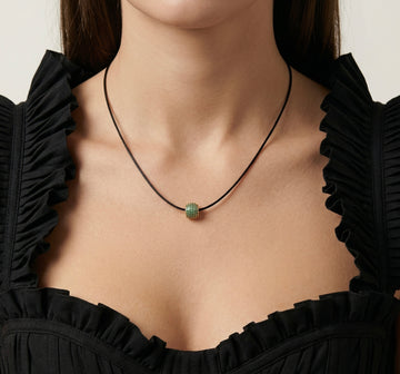 Emerald Barrel Cord Necklace