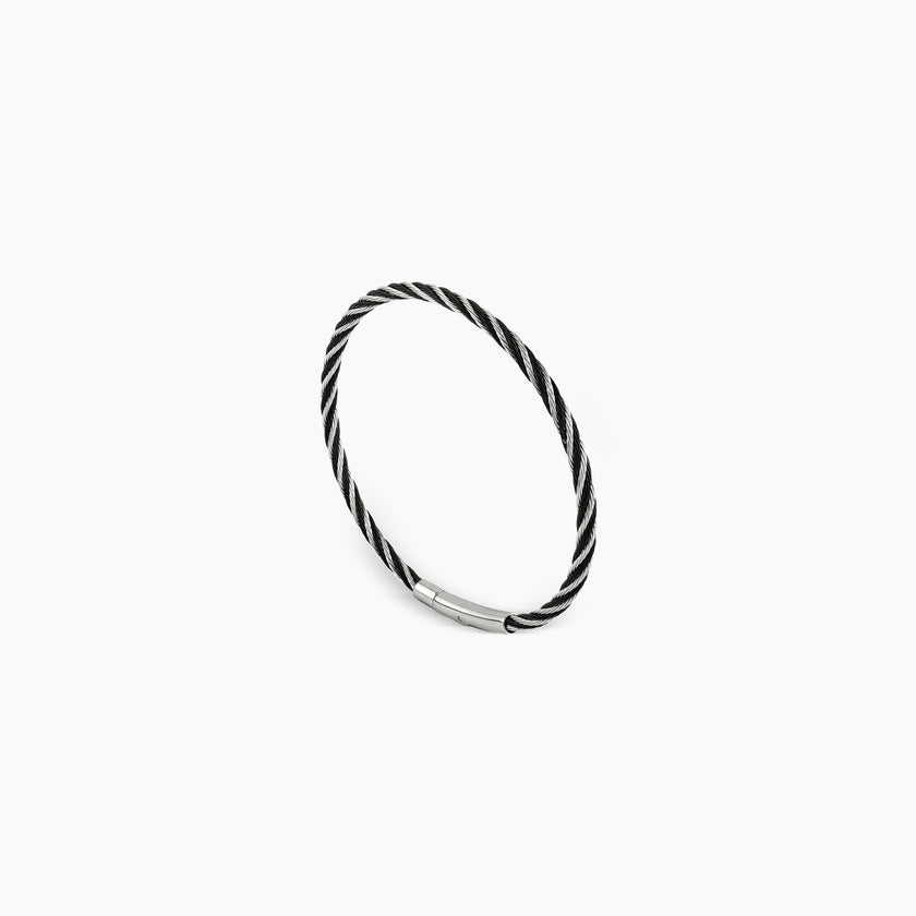 Dual Helix Black Cable Bracelet