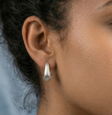 Brushed Mood Silver Hoops