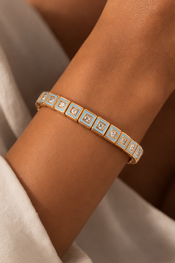 The Prism Tile Light Blue Stretch Bracelet