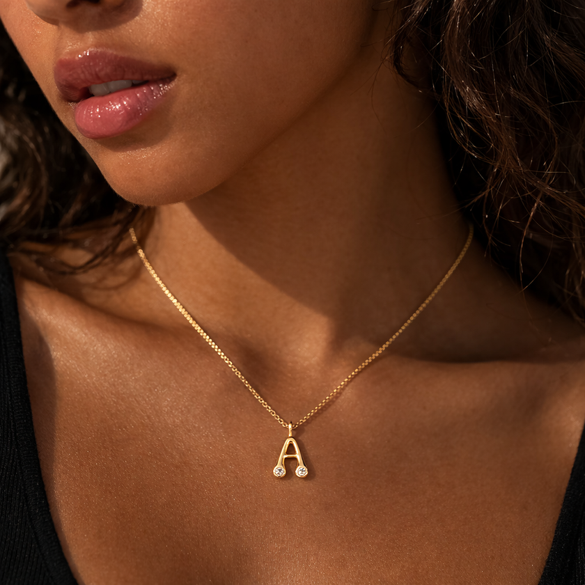 Duo Diamond Initial Necklace